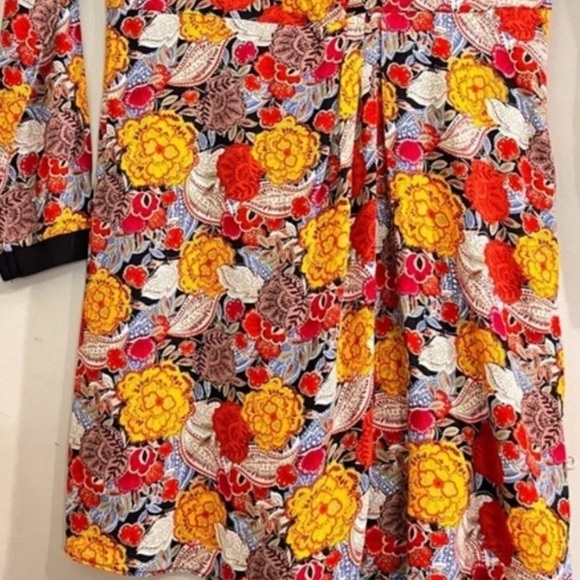 ZARA TRF viscose floral print draped faux wrap dress Sz S - Picture 9 of 11